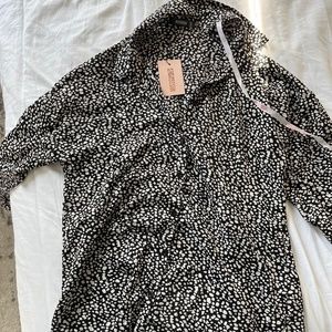 Missguided, Longsleeve oversized tshirt dress, black and white polka dot, Size 4